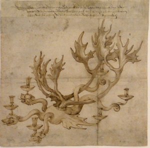 Design for a Dragon Chandelier with Reindeer Antlers by Albrecht Dürer